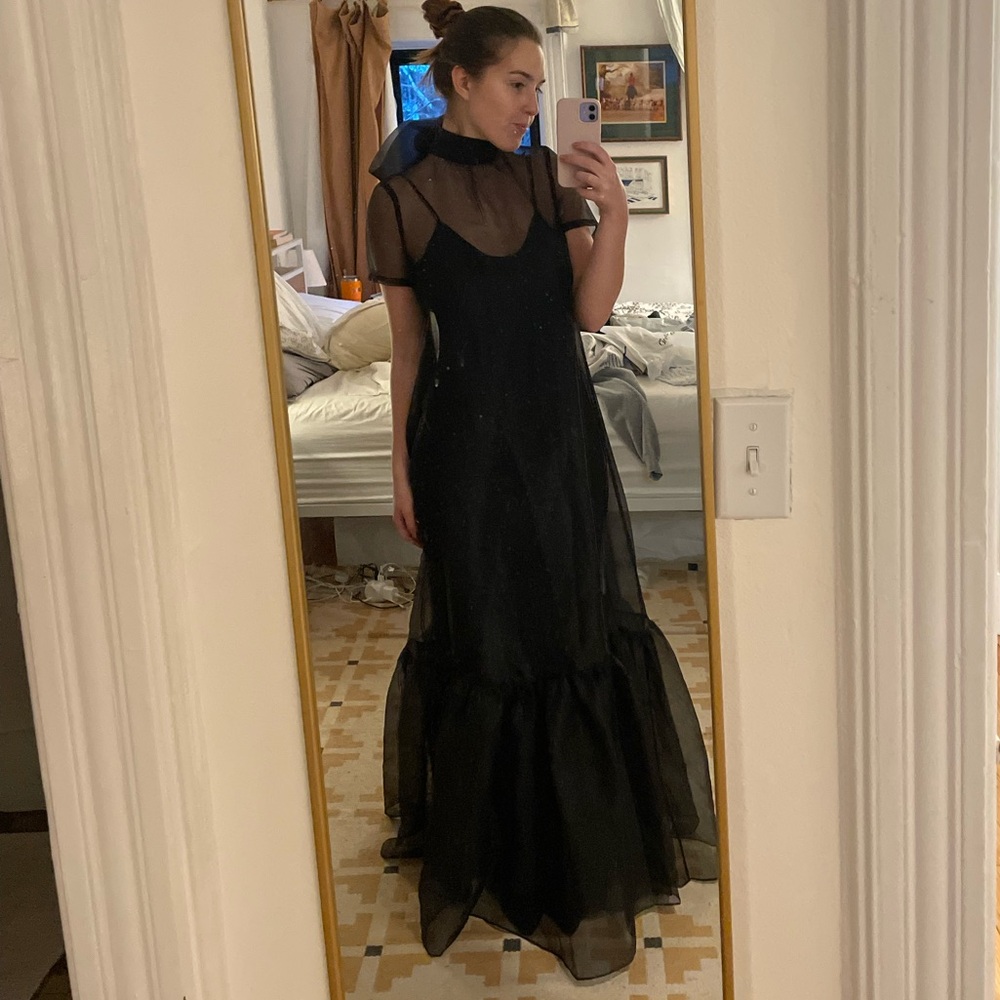 STAUD Calluna Black Sheer Maxi Dress- TAG ON, No Slip